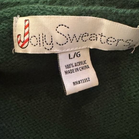Jolly Sweaters Vintage Christmas Holiday Ugly Sweater Tie Cardigan Suit Large - Picture 6 of 7